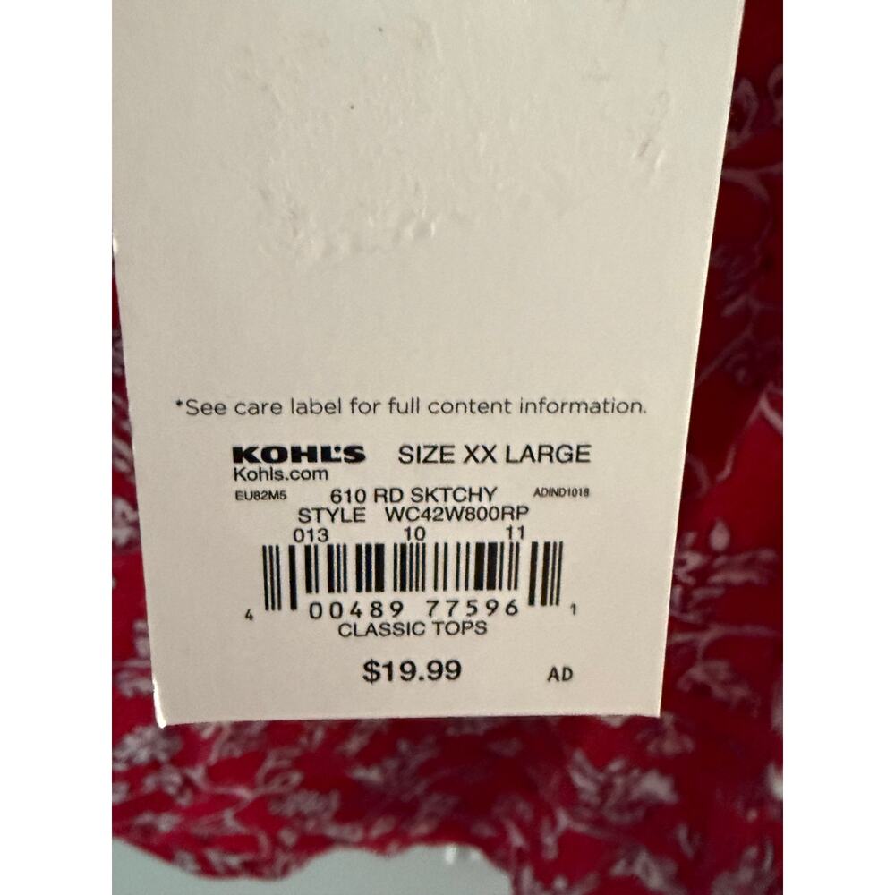NWT Croft & Barrow Red Sketchy Floral Sleeveless Challis Blouse Women's Size XXL - Picture 5 of 6